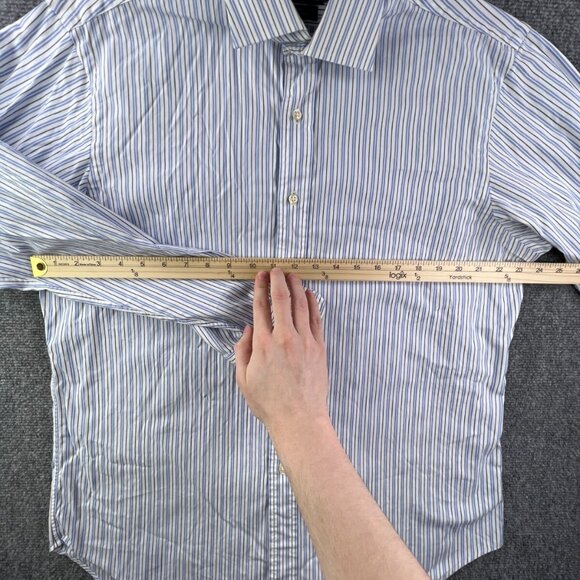 Polo Ralph Lauren Button Up Regent Classic Fit Striped Blue White 16.5 34/35 - Picture 4 of 12